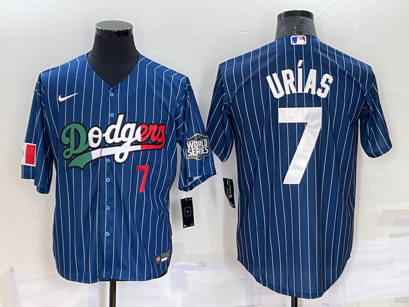 Men's Los Angeles Dodgers #7 Julio Urias Navy Mexico World Series Cool Base Stitched Baseball Jersey Men's Los Angeles Dodgers #7 Julio Urias Navy Mexico World Series Cool Base Stitched Baseball Jersey